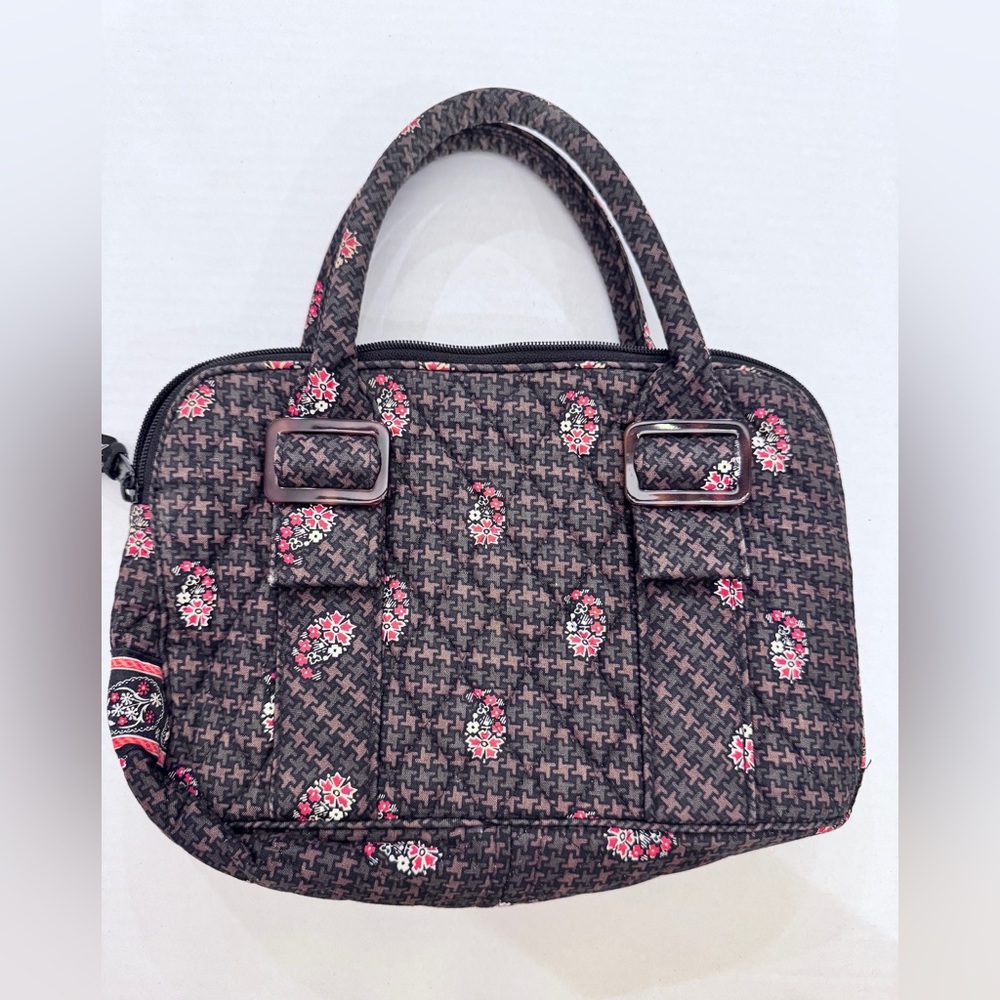 Vera Bradley Lucy Small Handbag Houndstooth Brown Retired Pattern